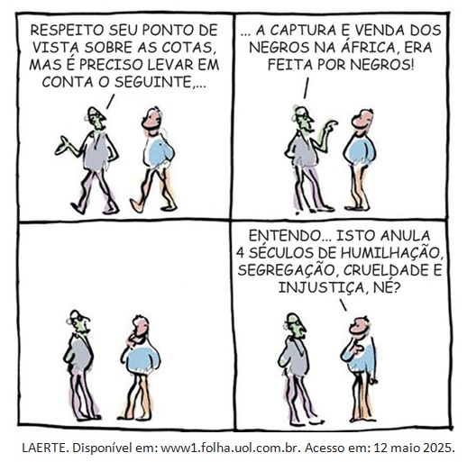 Tirinha sobre cotas raciais