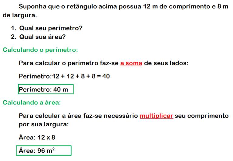 Diferença entre área e perímetro - Ensinar Hoje