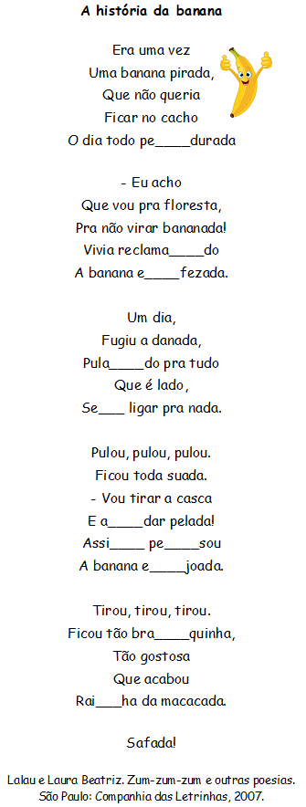 Poema para completar com m antes de p e b