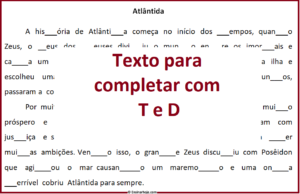 Read more about the article Texto para completar com T e D