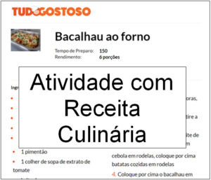 Read more about the article Atividade com gênero textual receita culinária