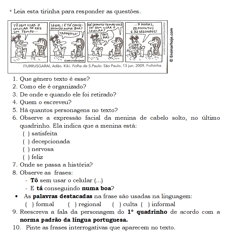 Atividade Com Tirinha E Linguagem Informal Ensinar Hoje 4462