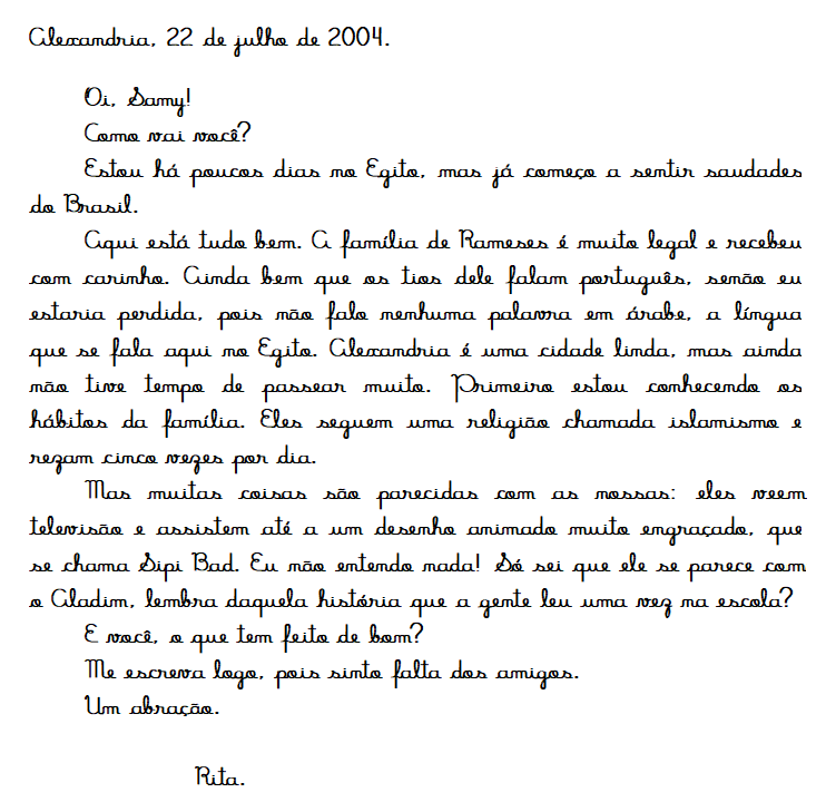 Quiz sobre o gênero Carta Pessoal para o 4º ano e 5º ano.