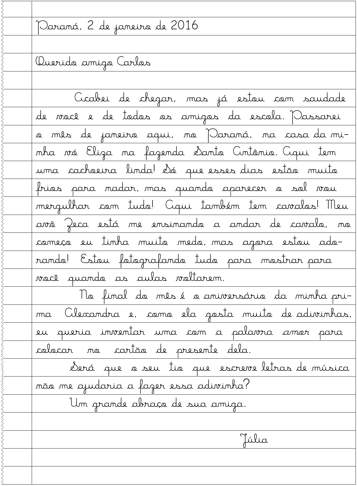 Quiz sobre o gênero Carta Pessoal para o 4º ano e 5º ano.