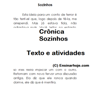 Read more about the article Crônica: Sozinhos – texto e atividades