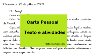 Read more about the article Carta Pessoal – Texto e atividades