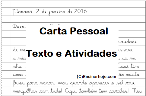 Gênero textual: Carta Pessoal - Texto e Atividades - Ensinar Hoje