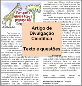 Read more about the article Artigo de Divulgação Científica – Texto e Questões – Por que a girafa tem um pescoço tão comprido?