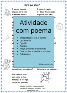 Read more about the article Atividade – Gênero Textual – Poema: Será que pode?