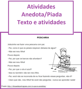 Read more about the article Atividade com gênero textual: anedota/piada