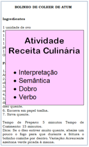 Read more about the article Atividade – Receita Culinária – Bolinho de atum