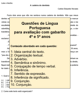 Read more about the article Questões de Língua Portuguesa para avaliação com gabarito 4º e 5º ano