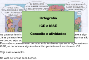 Leia mais sobre o artigo Ortografia ICE e ISSE – Conceito e atividades