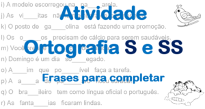 Read more about the article Atividade – Ortografia S e SS – Frases para completar