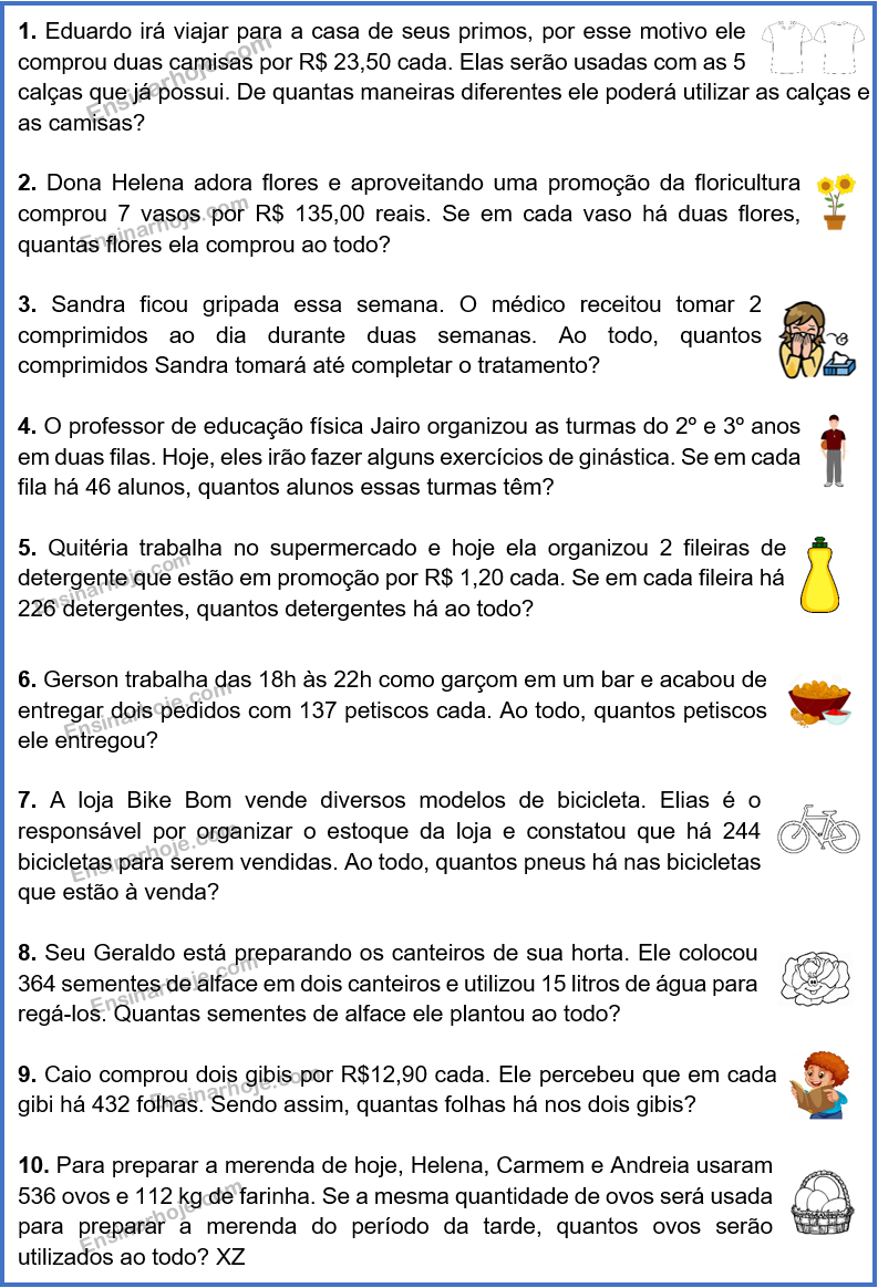 Problemas Com Multiplicador 2 Ensinar Hoje