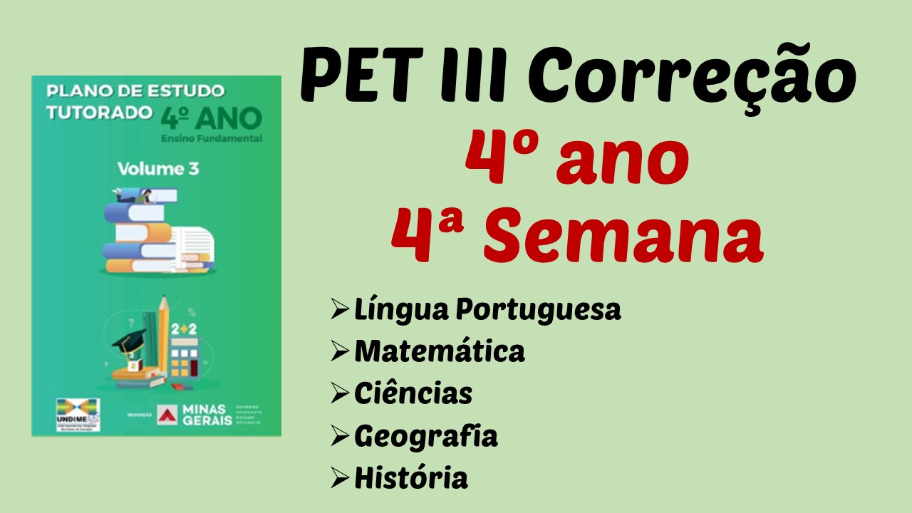 Pet Iii 4º Ano 4ª Semana Componente Curricular: Ciências - Ensinar Hoje