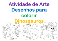 Atividade de arte desenhos para colorir dinossauros